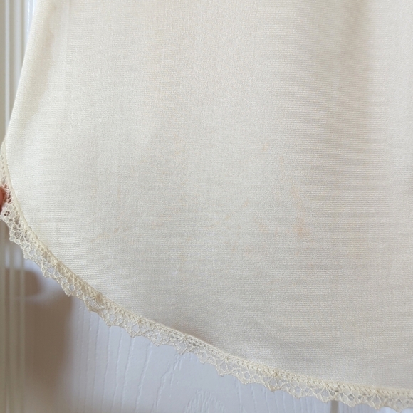 Vanity Fair 80's Vintage Silky Lace Trim High Waisted Mini Slip Skirt Cream L - Picture 10 of 10